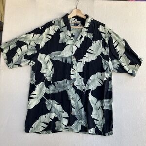 Tommy Bahama 100% Silk Hawaiian Shirt‎ Mens Medium Leaf Print